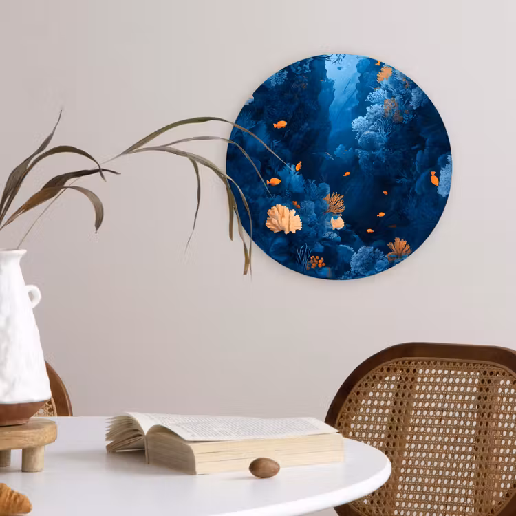 Koraalrif - Vissen - Oceaan - Blauw Wandcirkel plexiglas klein -sfeer4