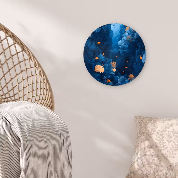 Koraalrif - Vissen - Oceaan - Blauw Wandcirkel plexiglas klein -sfeer5