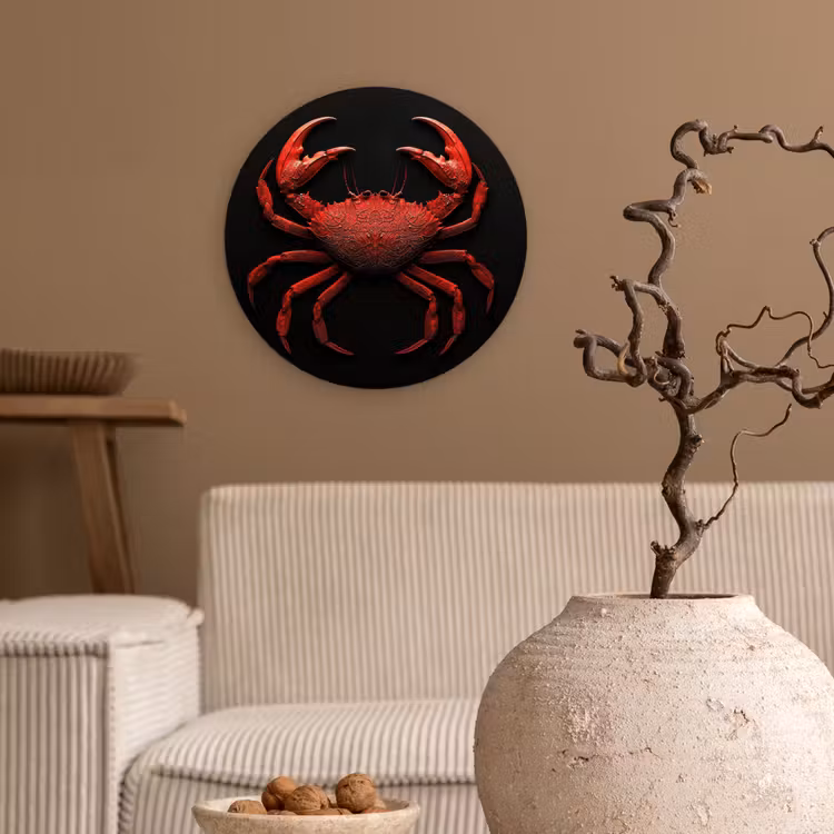 Krab - Rood - Vissen - Schaaldieren Wandcirkel plexiglas klein -sfeer1