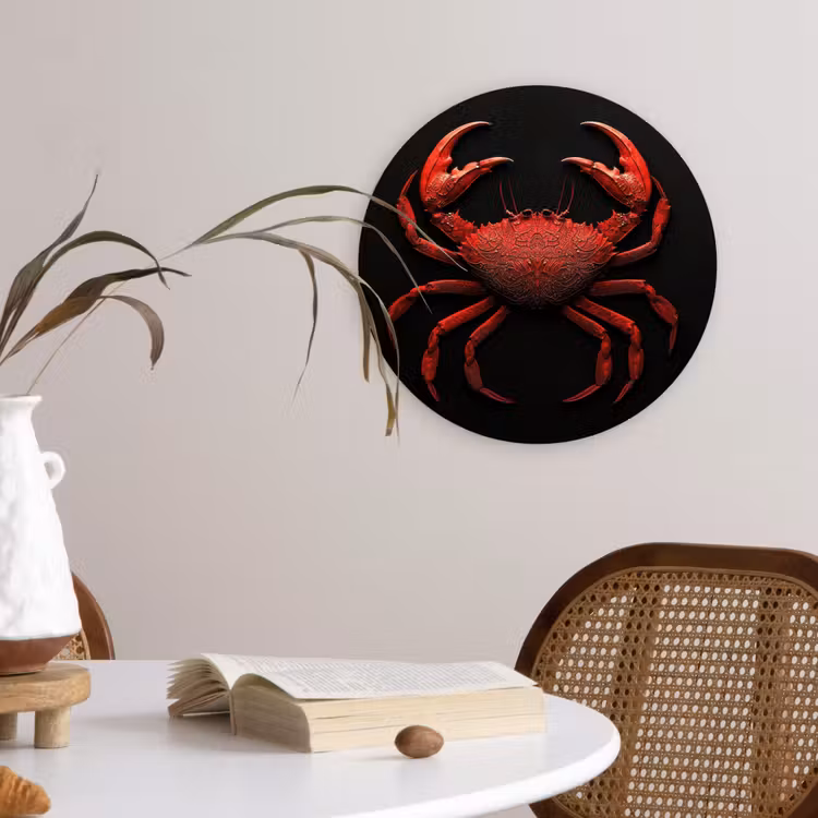 Krab - Rood - Vissen - Schaaldieren Wandcirkel plexiglas klein -sfeer4