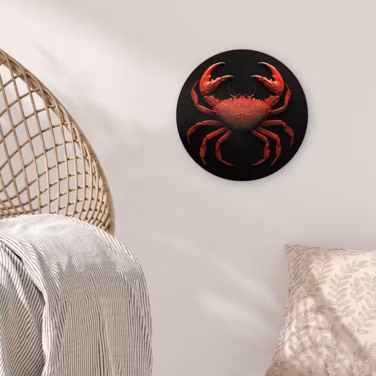 Krab - Rood - Vissen - Schaaldieren Wandcirkel plexiglas klein -sfeer5