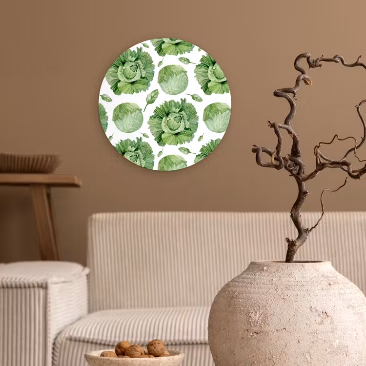 Kool - Bladgroen - Wit Wandcirkel plexiglas klein 852 -sfeer1