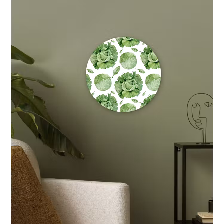 Kool - Bladgroen - Wit Wandcirkel plexiglas klein 852 -sfeer3