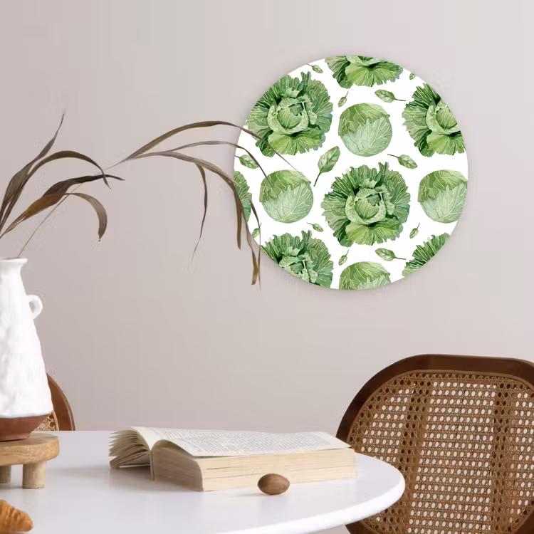 Kool - Bladgroen - Wit Wandcirkel plexiglas klein 852 -sfeer4