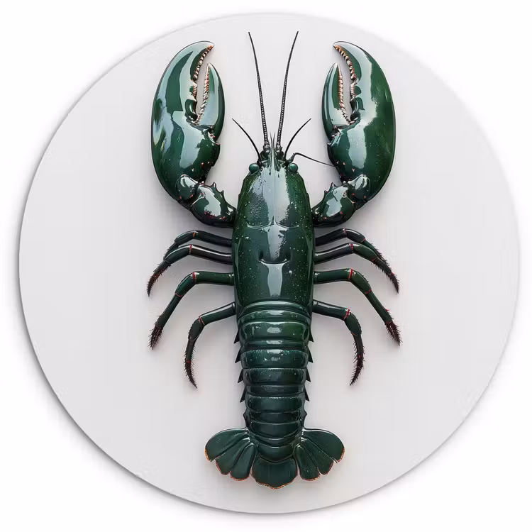 Kreeft - Glossier - Groen - Wit Wandcirkel plexiglas klein -3d