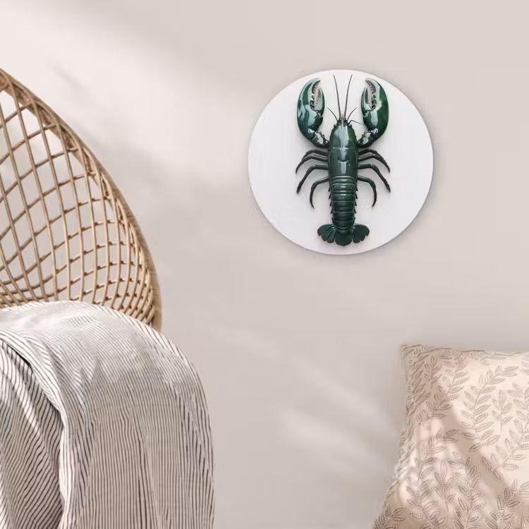 Kreeft - Glossier - Groen - Wit Wandcirkel plexiglas klein -sfeer5
