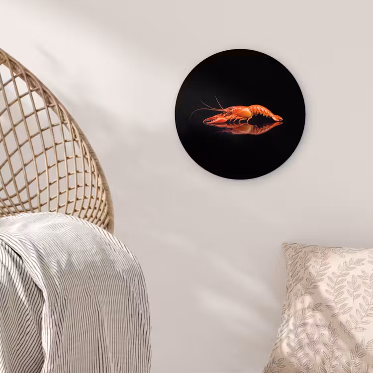 Kreeft - Oranje - Zwart - Opvallend Wandcirkel plexiglas klein -sfeer5