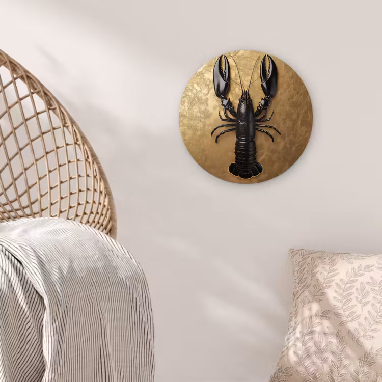 Kreeft - Zwart - Goud - Luxe Wandcirkel plexiglas klein -sfeer5
