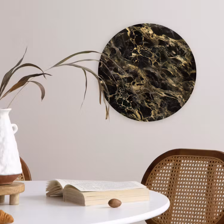 Kristal - Goud - Zwart - Marmer Wandcirkel plexiglas klein 852 -sfeer4