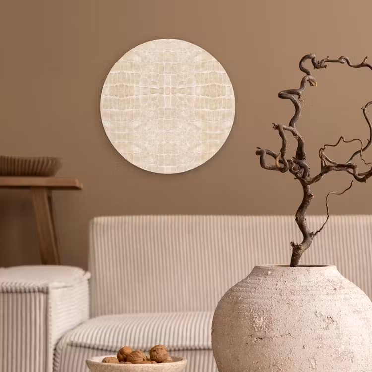 Krokodil - Leer - Beige Wandcirkel plexiglas klein 852 -sfeer1