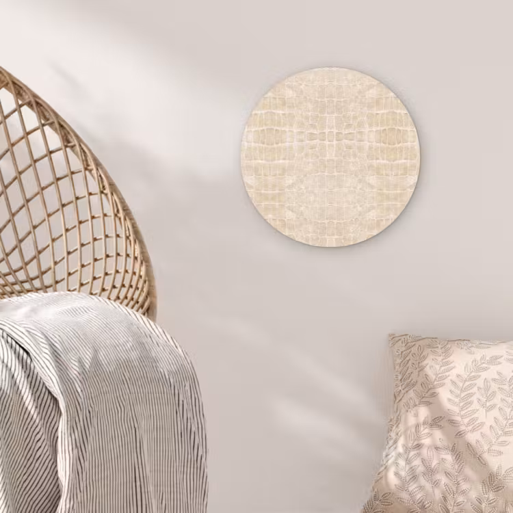 Krokodil - Leer - Beige Wandcirkel plexiglas klein 852 -sfeer5