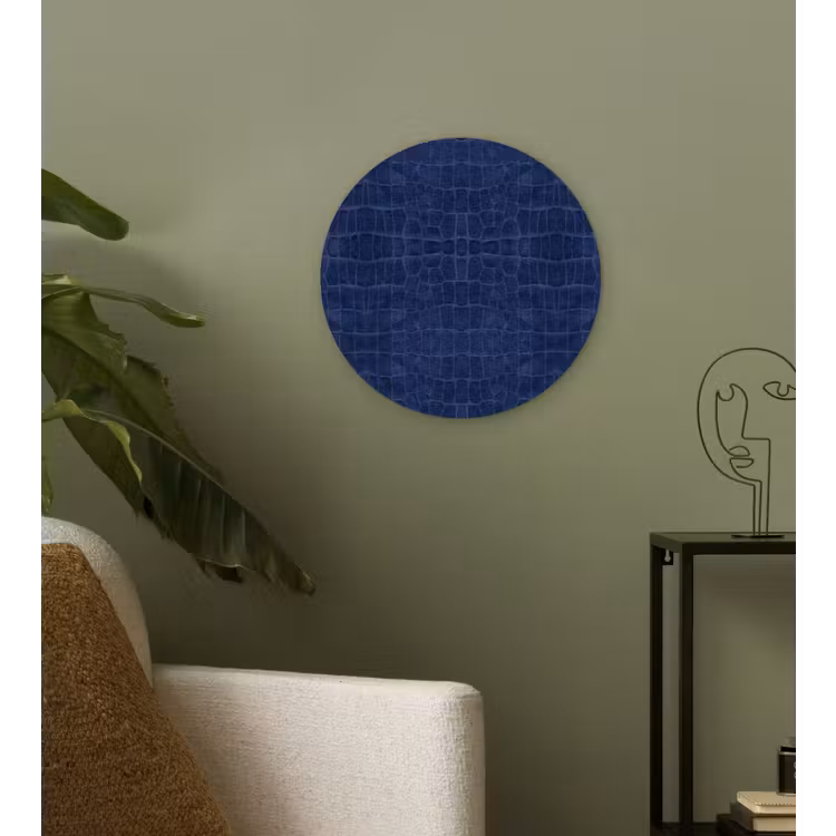 Krokodil - Leer - Blauw Wandcirkel plexiglas klein 852 -sfeer3