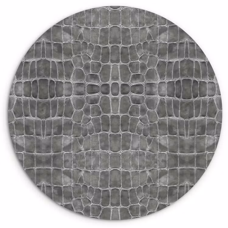Krokodil - Leer - Grijs Wandcirkel plexiglas klein 852 -3d