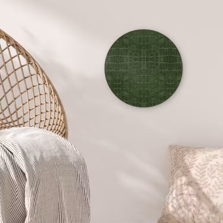 Krokodil - Leer - Groen Wandcirkel plexiglas klein 852 -sfeer5