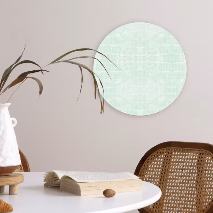 Krokodil - Leer - Lichtgroen Wandcirkel plexiglas klein 852 -sfeer4