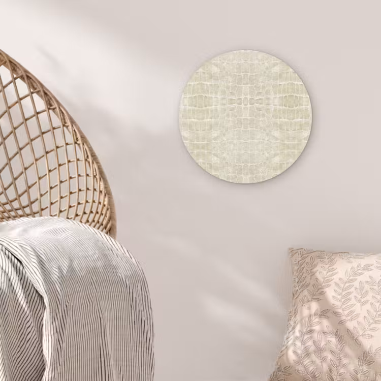 Krokodil - Leer - Zand - Beige Wandcirkel plexiglas klein 852 -sfeer5