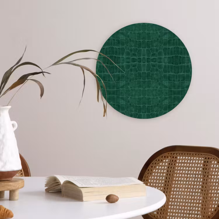 Krokodil - Leer - Smaragd - Groen Wandcirkel plexiglas klein 852 -sfeer4