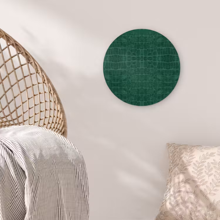 Krokodil - Leer - Smaragd - Groen Wandcirkel plexiglas klein 852 -sfeer5