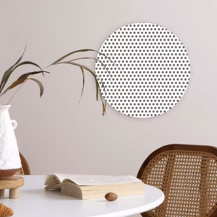Rondjes - Zwart - Stippen Wandcirkel plexiglas klein 852 -sfeer4