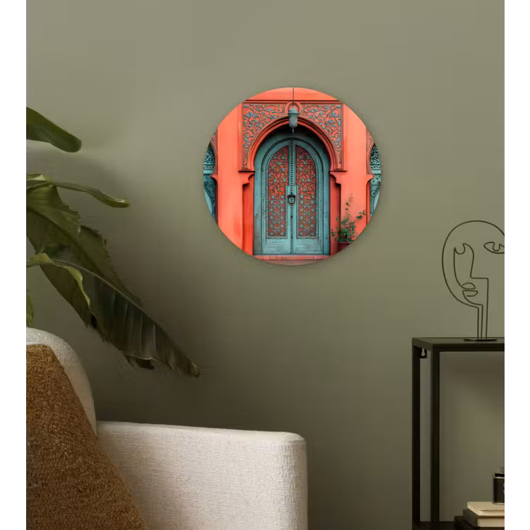 Lantaarn - Deur - Turquoise Wandcirkel plexiglas klein -sfeer3