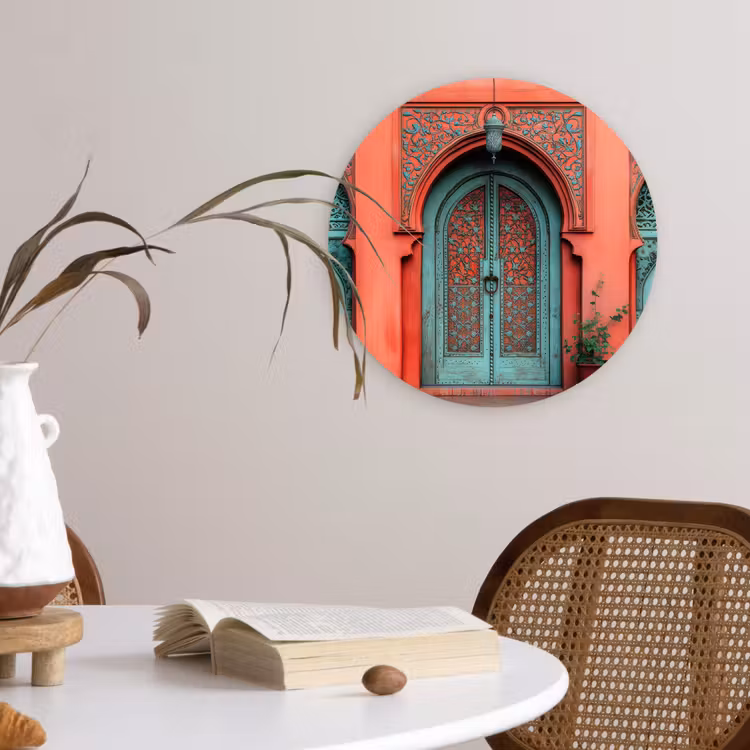 Lantaarn - Deur - Turquoise Wandcirkel plexiglas klein -sfeer4