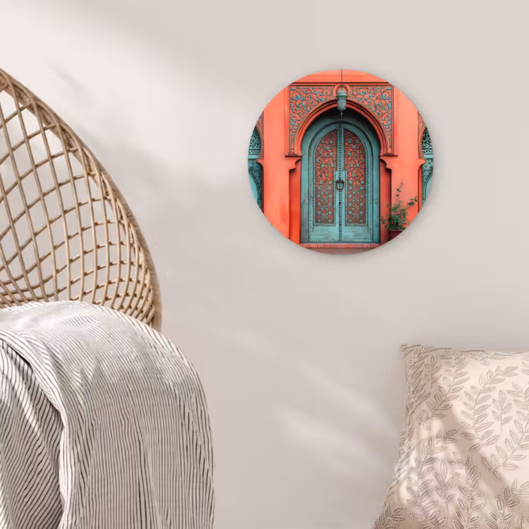 Lantaarn - Deur - Turquoise Wandcirkel plexiglas klein -sfeer5