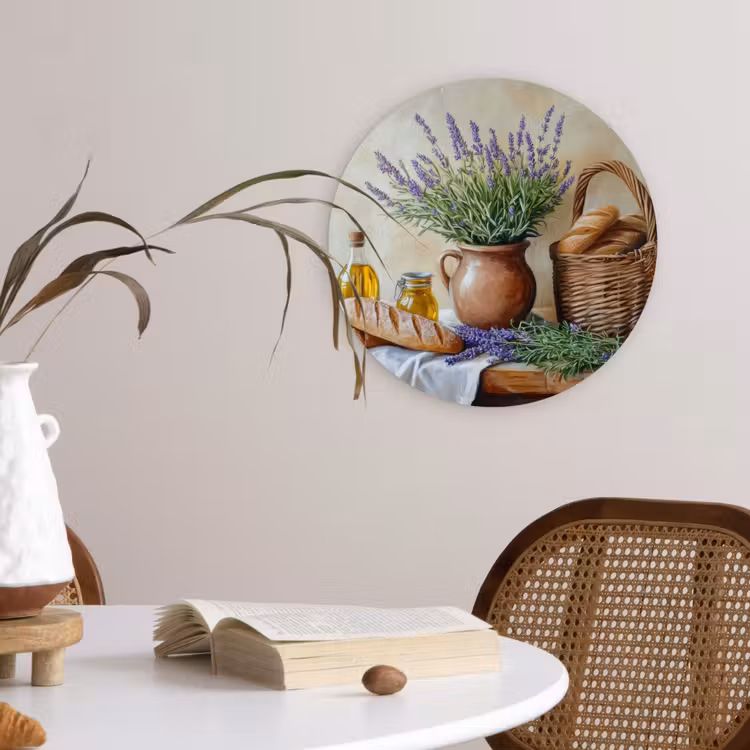 Lavendel - Brood - Stilleven Wandcirkel plexiglas klein -sfeer4