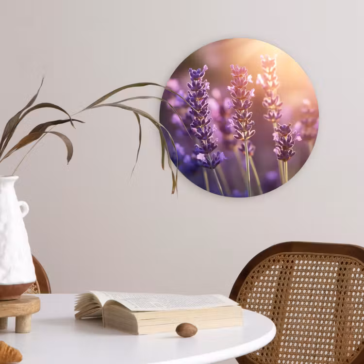 Lavendelbloemen - Paars - Zonlicht Wandcirkel plexiglas klein -sfeer4