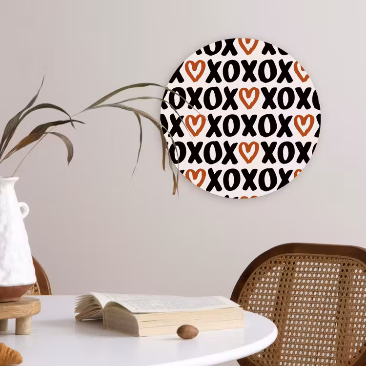 Liefde - Patroon - Typografie Wandcirkel plexiglas klein 852 -sfeer4