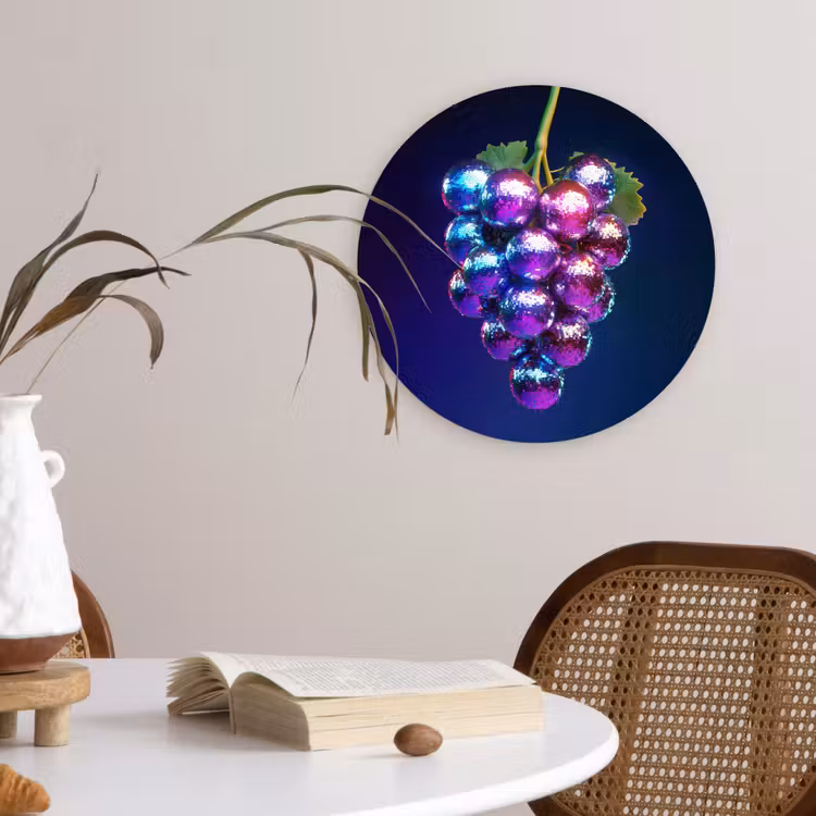 Paars - Disco - Feest - Druif Wandcirkel plexiglas klein -sfeer4
