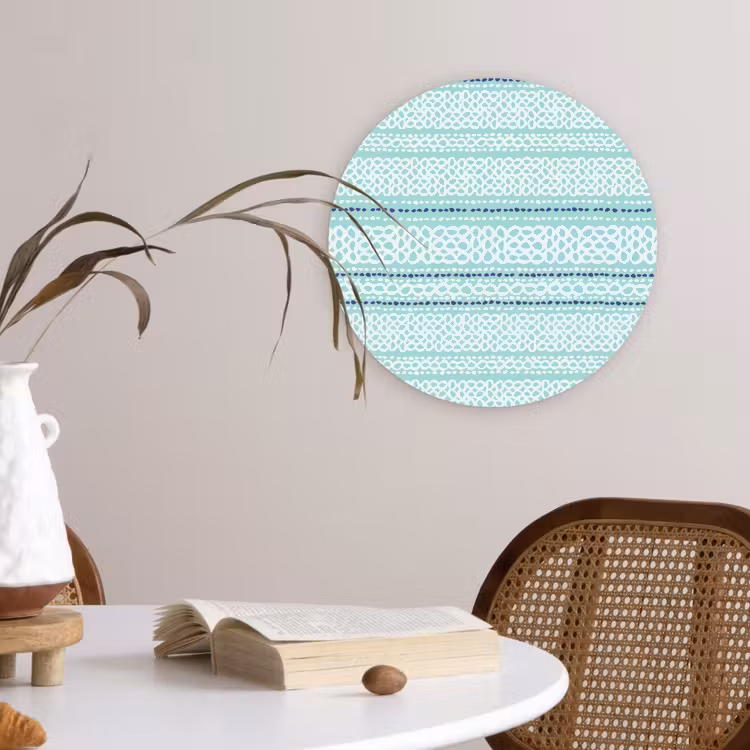 Lijnen - Blauwgroen - Patroon Wandcirkel plexiglas klein 852 -sfeer4