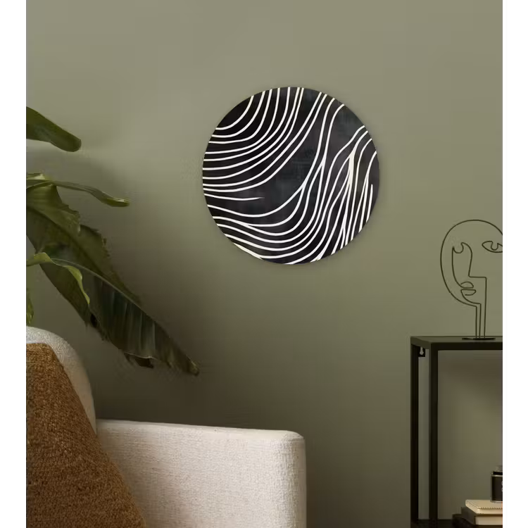 Lijnen - Patroon - Abstract - Wit Wandcirkel plexiglas klein -sfeer3