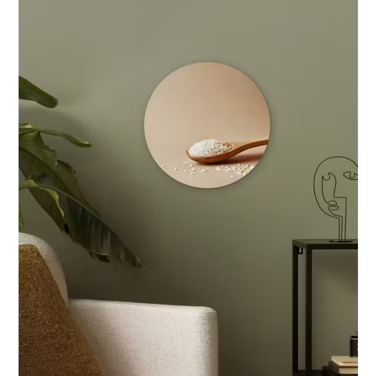 Lepel - Rijst - Hout - Beige Wandcirkel plexiglas klein -sfeer3