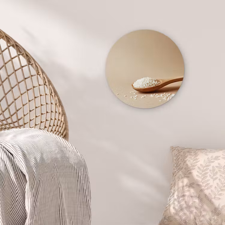Lepel - Rijst - Hout - Beige Wandcirkel plexiglas klein -sfeer5