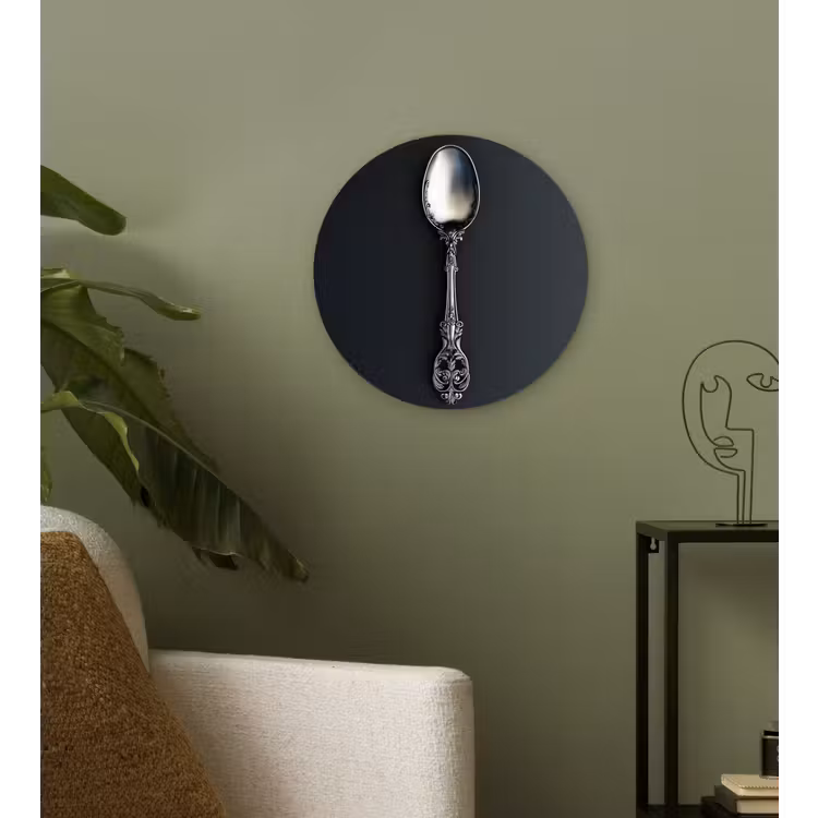 Lepel - Zilver - Metaal Wandcirkel plexiglas klein -sfeer3