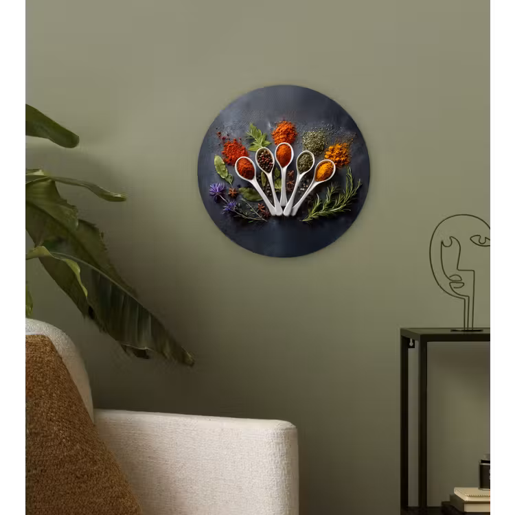 Lepels - Wit - Poeder - Kruiden Wandcirkel plexiglas klein -sfeer3