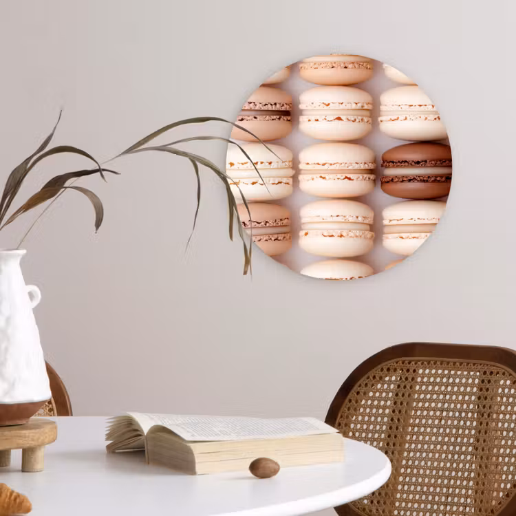 Macarons - Beige - Bruin Wandcirkel plexiglas klein -sfeer4
