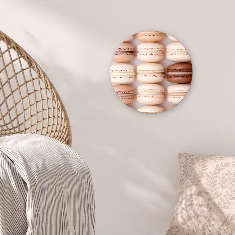 Macarons - Beige - Bruin Wandcirkel plexiglas klein -sfeer5
