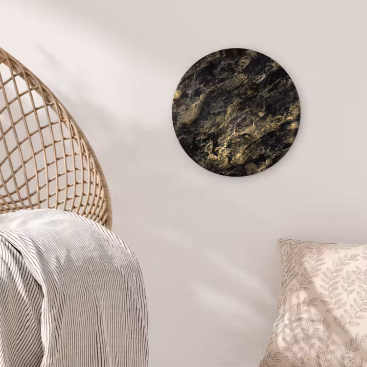 Marmer - Zwart - Goud Wandcirkel plexiglas klein 852 -sfeer5
