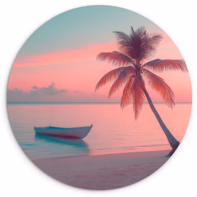 Zee - Boot - Zonsondergang Wandcirkel plexiglas klein -3d