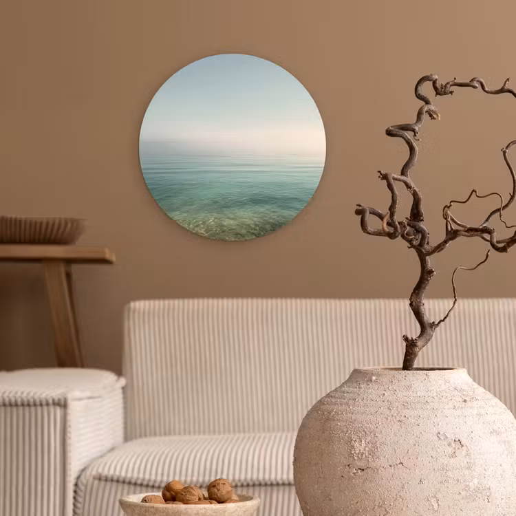 Zee - Horizon - Blauw - Mist Wandcirkel plexiglas klein -sfeer1