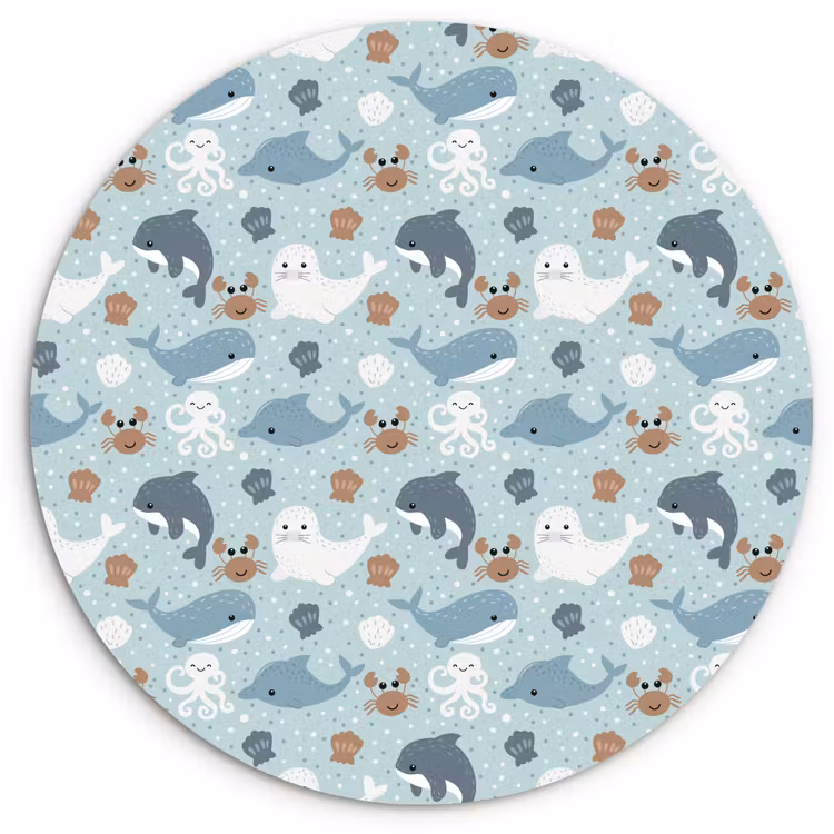 Oceaan - Walvis - Zeehond - Krab Wandcirkel plexiglas klein 852 -3d
