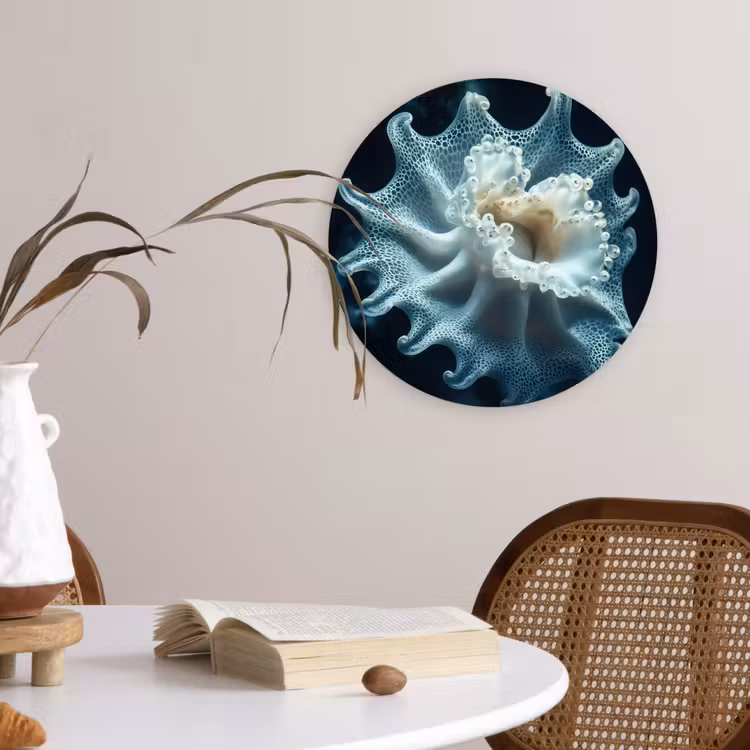 Zeewezen - Wit - Golven - Water Wandcirkel plexiglas klein -sfeer4