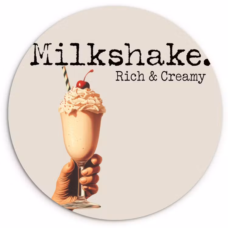 Milkshake - Kers - Rietje Wandcirkel plexiglas klein -3d