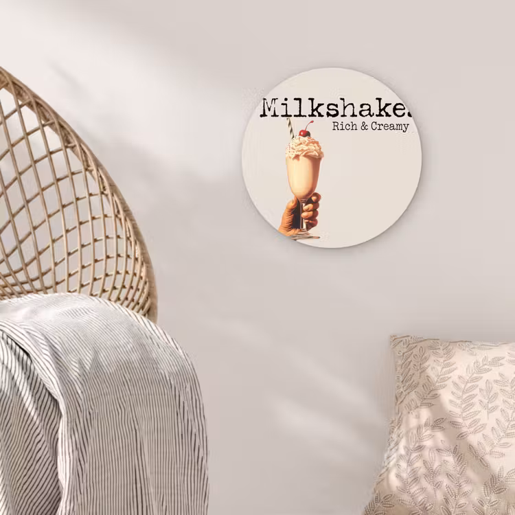 Milkshake - Kers - Rietje Wandcirkel plexiglas klein -sfeer5