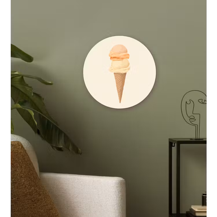 Minimalistisch - Schepijs - Hoorntje - Beige Wandcirkel plexiglas klein -sfeer3
