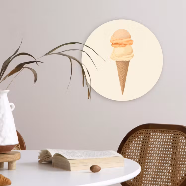 Minimalistisch - Schepijs - Hoorntje - Beige Wandcirkel plexiglas klein -sfeer4