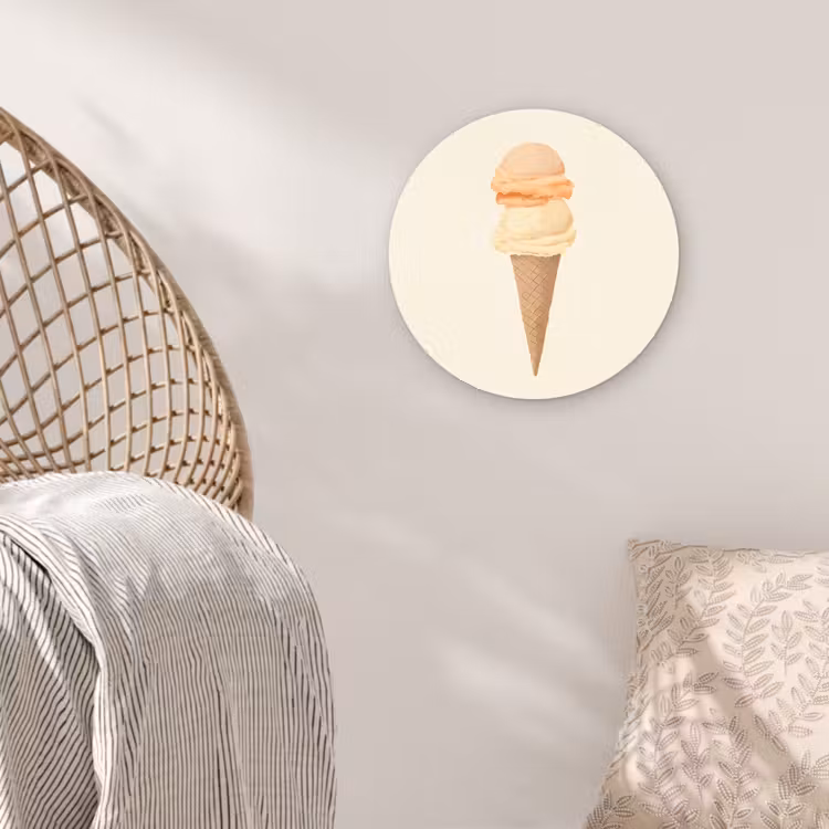 Minimalistisch - Schepijs - Hoorntje - Beige Wandcirkel plexiglas klein -sfeer5