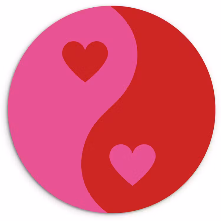 Minimalistisch - Rood - Roze - Hartjes Wandcirkel plexiglas klein -3d