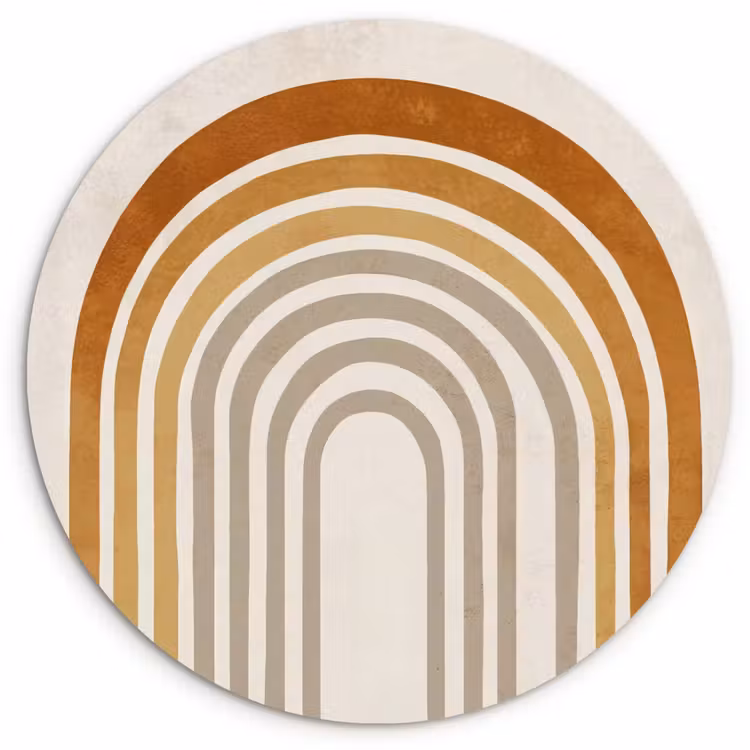 Minimalistisch - Boog - Lijnen - Beige Wandcirkel plexiglas klein -3d